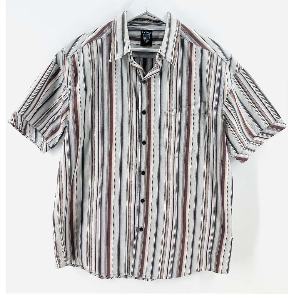 KÜHL Plaid Snap Button Shirt XL (Fits XXL) Short Sleeve‎ Lightweight Hiking